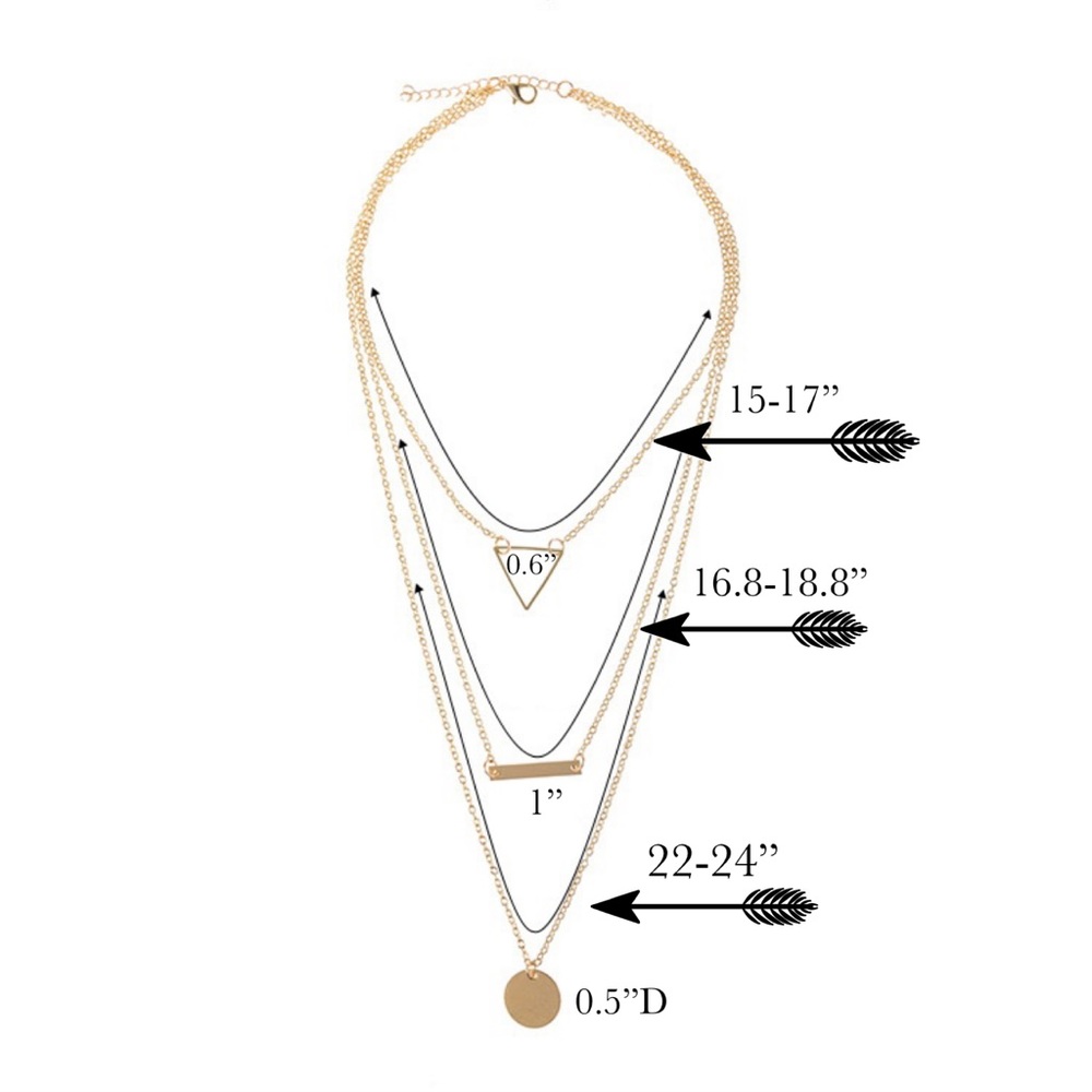 Boho Multilayer Gold Triangle Bar Coin Necklace - Picture 11 of 11